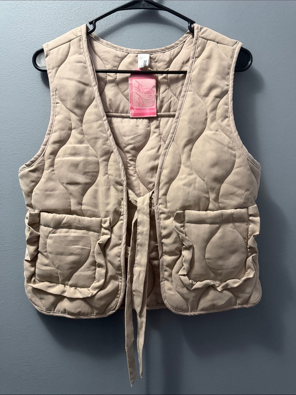 Women’s Double Zero Quilted Tie-Front Vest - Tan